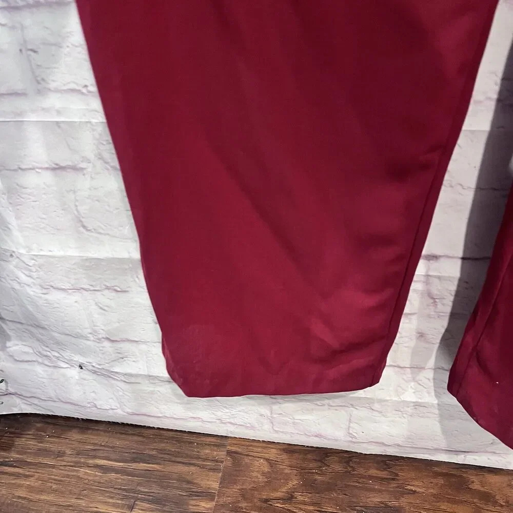 Lulu’s Women's Burgundy Kiska Lace Back‎ Wide Leg Jumpsuit side Pockets Medium - Picture 10 of 16